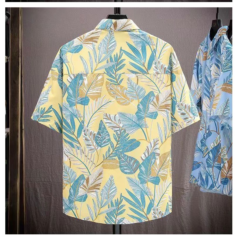 พร้อมส่งเสื้อเชิ้ตแขนสั้น เสื้อลายตอก เสื้อฮาวายสำหรับชายและหญิง เนื้อผ้าดีใส่สบายไม่ร้อน รูปที่ 6