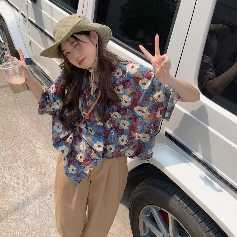 mimi&diid เสื้อเชิ้ตฮาวายผู้หญิง ลายดอกไม้ แขนสั้น W259 thumbnail 7