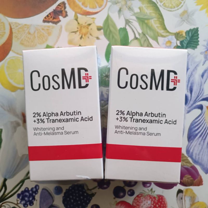 CosMD Whitening And Anti - Melasma  Serum 2% Alpha Arbutin  + 3% Tranexamic  Acid  20ml. เซรั่มลบฝ้า กระ จุดด่างดำฝังลึก