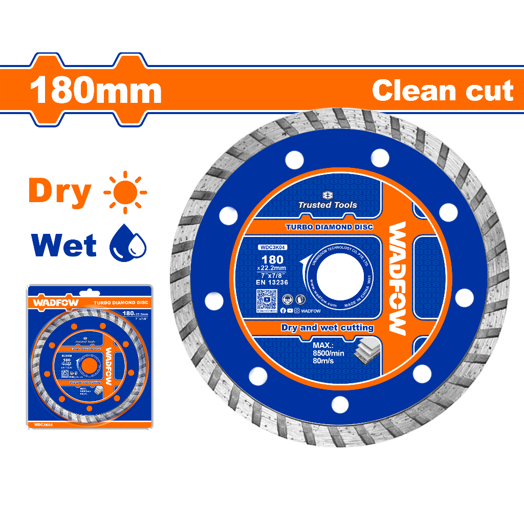 ใบตัดเพชรเทอร์โบ WADFOW ขนาด 7นิ้ว และ 9 นิ้ว WDC3K04-WDC3K05