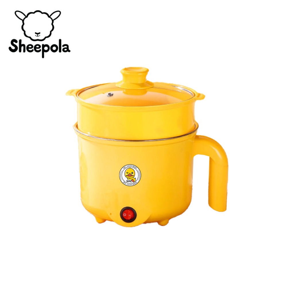 Sheepola หม้อชาบู ลายเป็ด ขนาด1.8ลิตร ขนาดกะทัดรัด หม้อชาบูสแตนเลส ผัดได้ ต้มได้ หม้อต้มไฟฟ้า หม้อสแตนเลส หม้อ