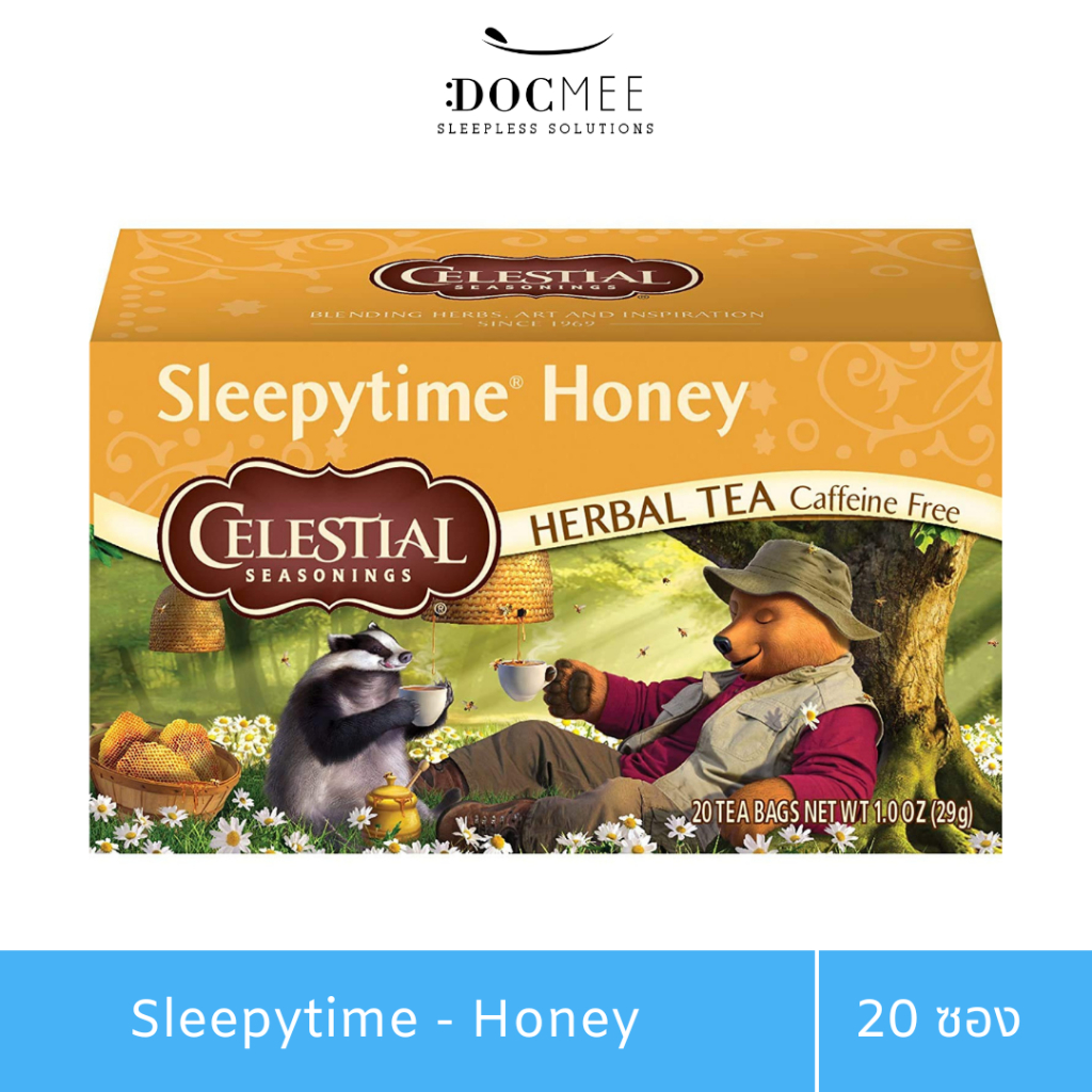 Docmee l Celestial Seasonings, Sleepytime Honey, Herbal Tea(Exp.12/25) ชา นอนหลับ น้ำผึ้ง 20 ซอง