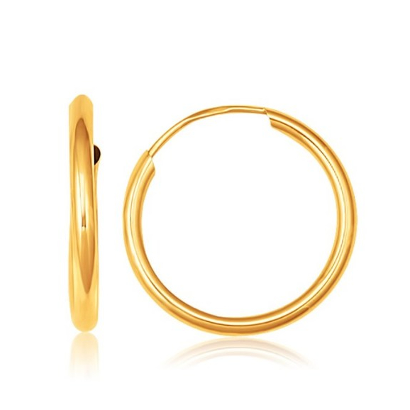 Nathalias NY ต่างหูต่างหูห่วงทองคำ 10k Yellow Gold Endless Hoop Earrings 40144 | ไม่ชุบ ไม่ลอก ทองเค เสริมดวง สายมู