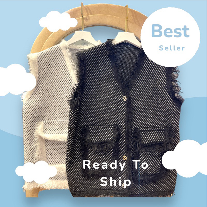 AP14- Vest เสื้อกั๊กไหมพรม กั๊กแขนกุด ผ้าขนนุ่มงานพรีเมี่ยม