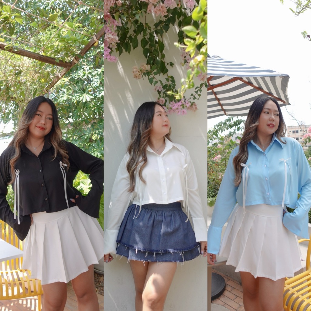 Ribbon Shirt เสื้อเชิตแต่งโบว์ น่ารัก เกาหลีสุดๆค่า