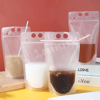 🥤 ถุงใส่น้ำ 🥤มีหูหิ้ว แบบซิป ก้นตั้งได้ (50 ใบ)