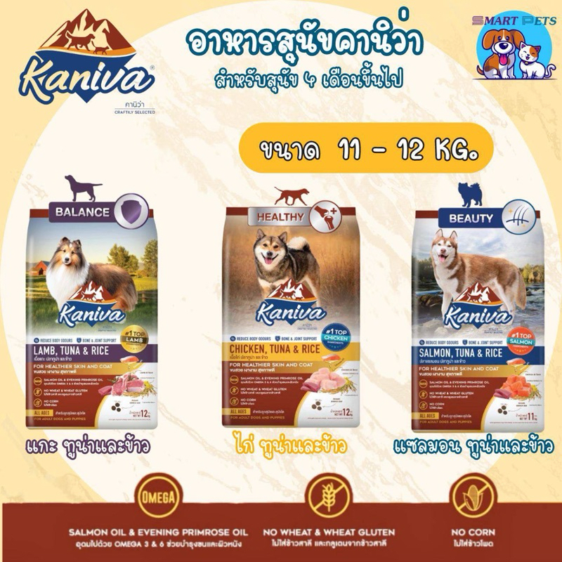 ✅ส่งฟรี [ใช้โค้ดส่งฟรี Xtra 49.- ได้เท่านั้น]Kaniva อาหารสุนัข คานิว่า  ขนาด 8-12 กิโลกรัม เสริมสร้างกล้ามเนื้อ สำหรับสุ