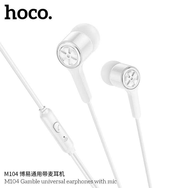 HOCO M104 หูฟังมีไมค์ ทรงอินเอียร์ สาย 3.5mm ยาว 1.2เมตร ไมค์คมชัด คุยสายได้ เสียงดี คุณภาพ HiFi Audio มีปุ่มคอนโทรล hc3