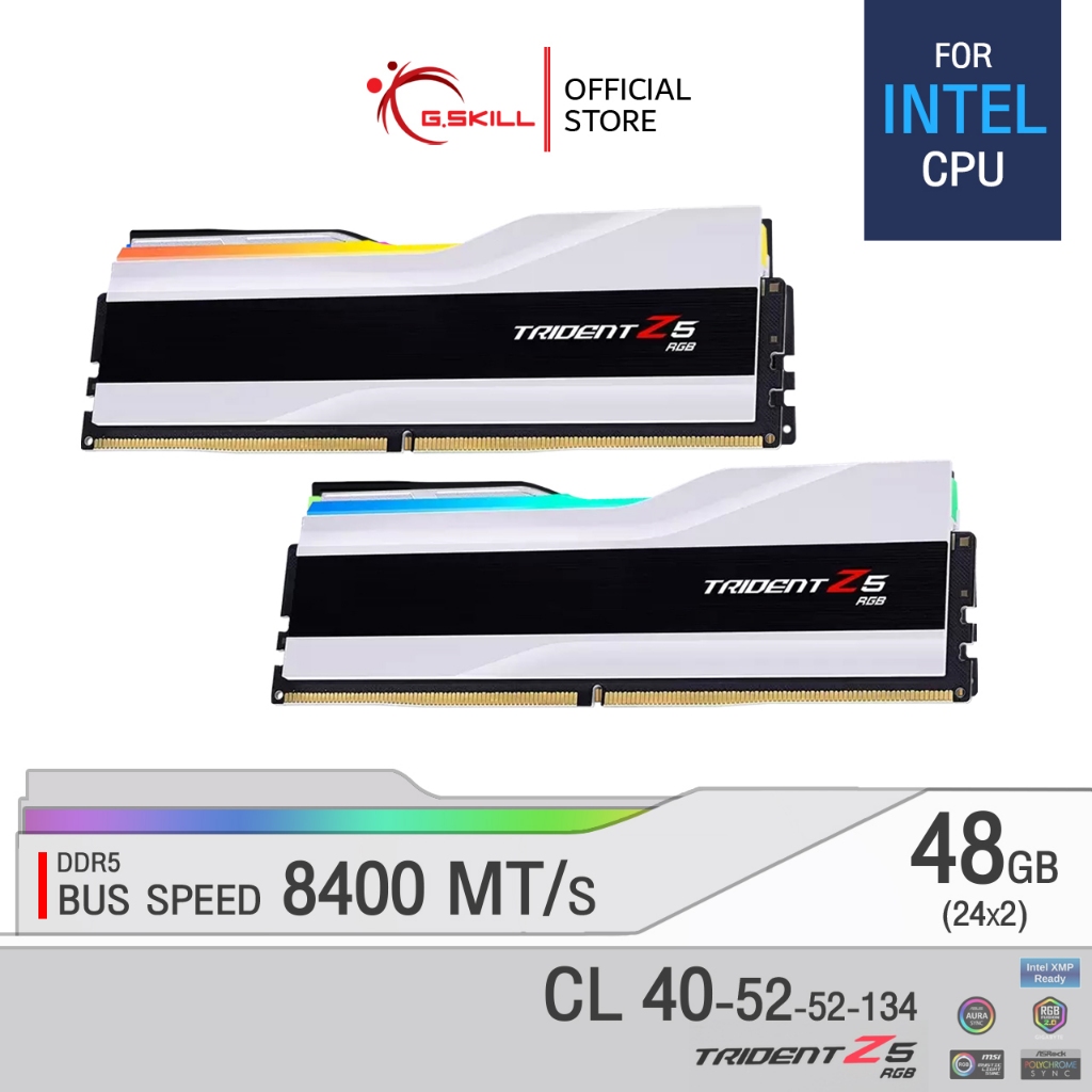 G.SKILL - DDR5-RAM P/C 48/8400 Trident Z5 RGB White (F5-8400J4052G24GX2-TZ5RW) 24GBx2 (40-52-52-134) for Intel