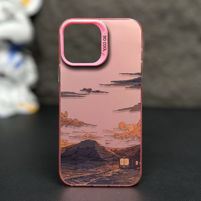 สำหรับ 13 12 14 11 15 Pro Max XR X Plus XS SE 7 Sunset Evening Summer รถไฟรูปแบบกรณีโทรศัพท์กรณียากกันกระแทกและกันกระแทก