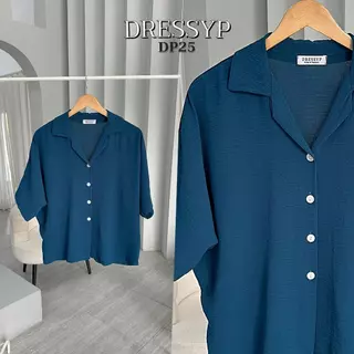 dressyp - Slub Batwing Shirt เสื้อเชิ้ตผู้หญิง คอปกฮาวาย เเขนค้างคาว ผ้าสลาฟ ใส่ง่าย ใส่สบาย DP25