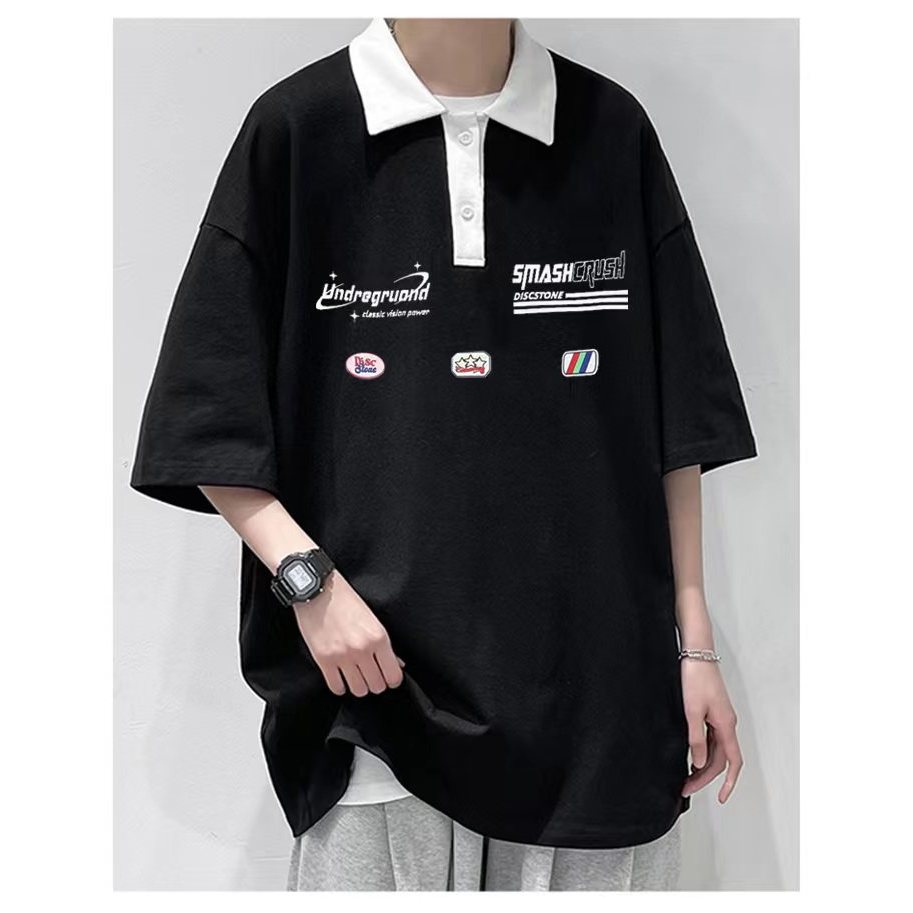 พร้อมส่ง🔥เสื้อยืดโปโล Polo shirt คอปก ทรงหลวม ผู้ชาย ใส่สบาย