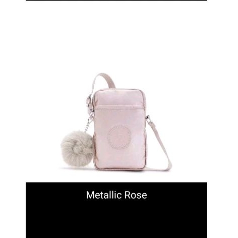 Kipling phone bag pink gold metallic