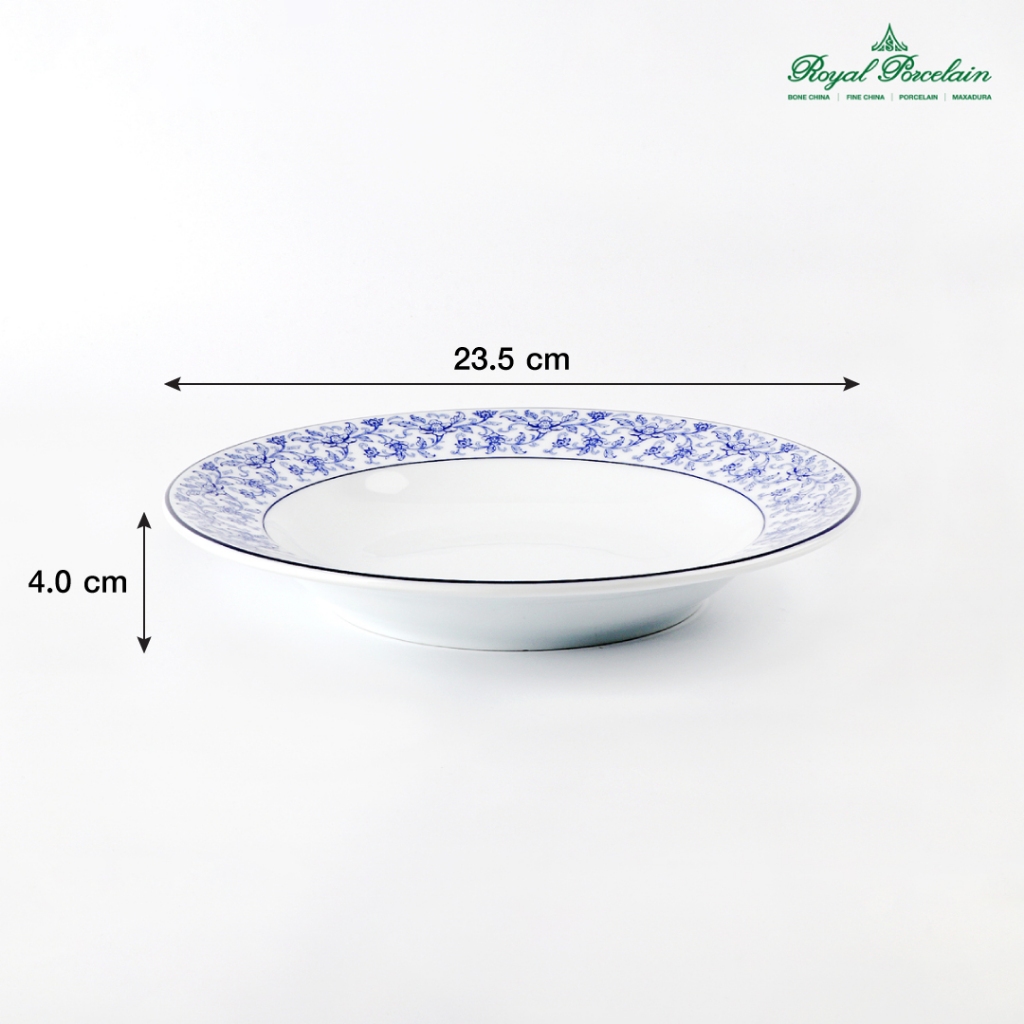 จานก้นลึก แพค 1 ชิ้น P0925 เนื้อพอร์ชเลน ลาย Royal Cotton Rose รอยัล ปอร์ซเลน RoyalPorcelain