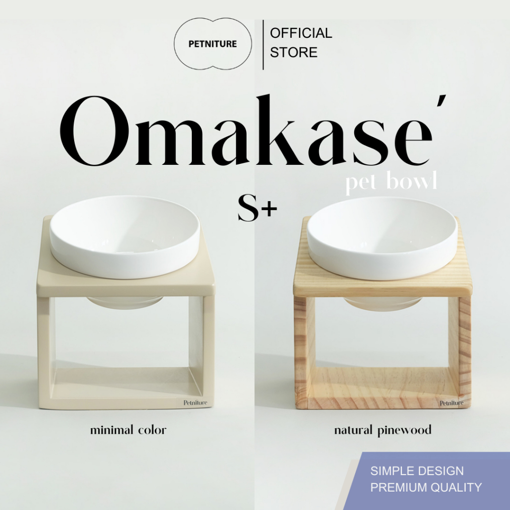 𝗣𝗘𝗧𝗡𝗜𝗧𝗨𝗥𝗘ミ𝖮𝖬𝖠𝖪𝖠𝖲𝖤' 𝖣𝖨𝖭𝖤 𝖳𝖠𝖡𝖫𝖤 Size ''S+''ชามอาหารสัตว์เลี้ยงเพื่อสุขภาพ ยกสูง ฐานเอียงแบบ1ช่อง