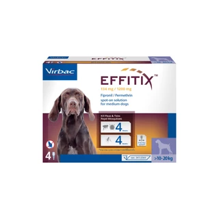 Virbac เอฟฟิติค EFFITIX® Spot-on M (>10-20 กก.) ผลิตภัณฑ์กำจัด เห็บ หมัดและไล่ยุง หยอดหลัง สุนัขขนาดกลาง