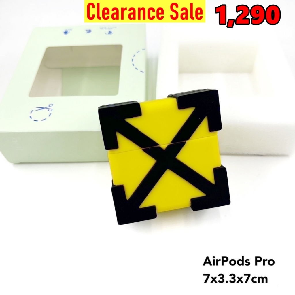ลดหนักมาก New Off-white Airpods Pro case ของแท้ แอร์พอด โปร เคส ออฟไวท์ แอปเปิ้ล สีเหลือง แบรนด์เนม