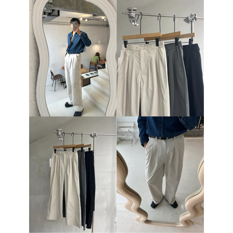 SAMOON.1st Korea Slacks กางเกงสแล็คเอวสูงสไตล์เกาหลี ดีไซน์จีบหน้า
