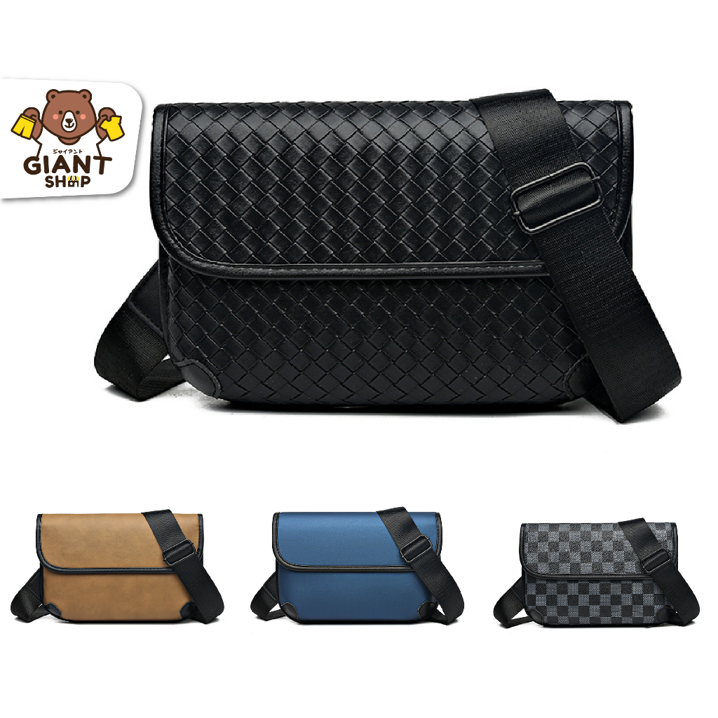 GIANTSHOP กระเป๋าสะพายข้างผู้ชาย messenger ลายตาราง (O-1518)