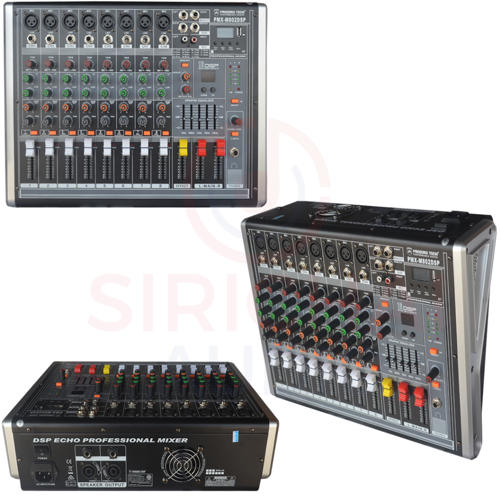 POWERMIXER PROEUROTECH รุ่น M802DSP เพาเวอร์มิกเซอร์8ช่อง สเตอริโอ300วัตต์ eq bluetooth