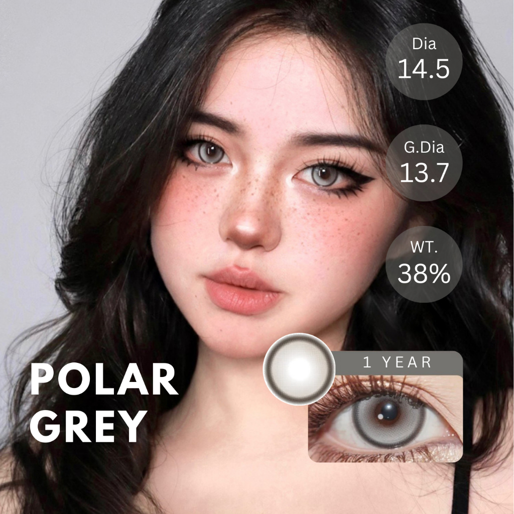 (ทักสอบถามสต็อกก่อนกดสั่ง) คอนแทคเลนส์ (รายปี) รุ่น Polar สี Grey | Dia 14.5 | 📦ค่าสายตา 0.00 จัดส่งภายใน 24 ชม.