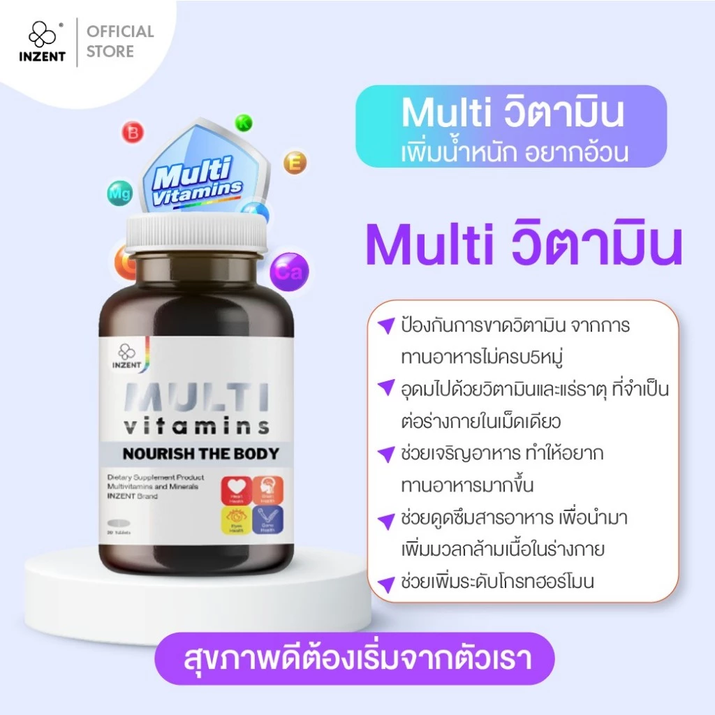 [Multi1+Zinc1]วิมัลติวิตามิน MultiVitamin Zinc ซิงค์ บำรุงร่างกาย สุขภาพ ดี แข็งแรง สิว เล็บ บำรุงผม ตราอินเซ้น [A17] thumbnail 5