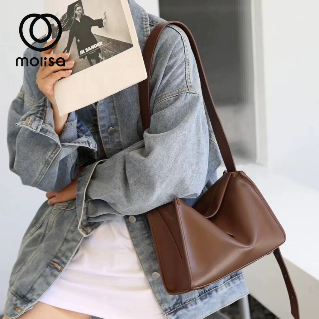 Molisa รุ่นลิมิเต็ด กระเป๋าแฟชั่นผู้หญิง หนังแพะ สไตล์มินิมอล มี 3 สี รุ่น 6081 (หมดแล้วหมดเลยนะคะ ไม่มี