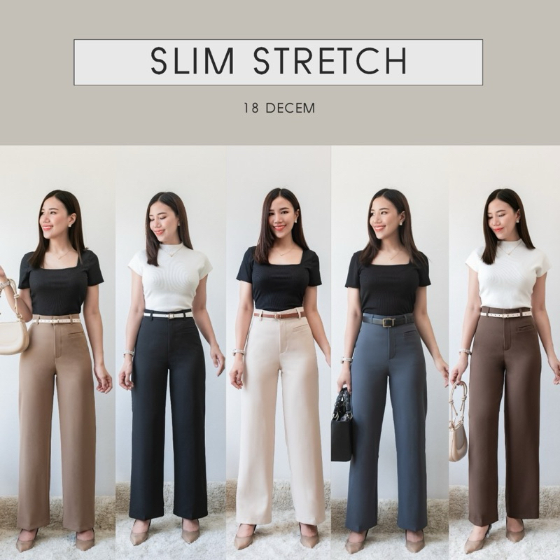 [18 decem] กางเกงขากระบอก กระเป๋าหน้าข้างเดียว ทรงสวยเรียบง่าย (S-XL)