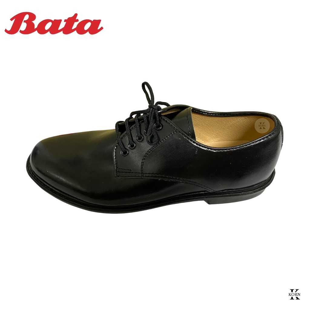 Bata รองเท้าคัทชูผู้ชาย รองเท้านักศึกษา แบบผูกเชือก หนังเทียม สีดำ (821-6780)