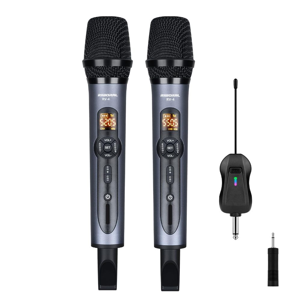 UHF wireless microphone  dual microphone dynamic microphone Effect/Volume  range 50m/164ft   karaoke microphone