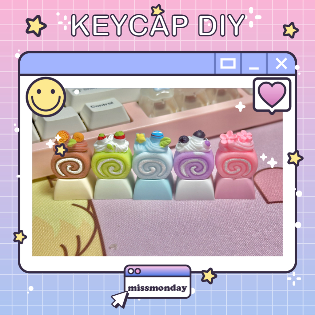 พร้อมส่ง!! Keycaps DIY น่ารักสุดคิ้วท์ Cake Roll 1U