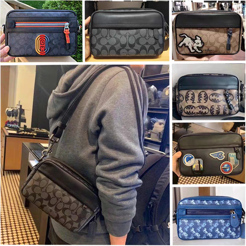 แท้ Graham Crossbody In Signature Canvas C4027 C4149 F50715 ผู้ชาย กระเป๋าสะพายข้าง Coac h กระเป๋ากล้อง หนังแท้ ซิปคู่