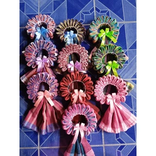 💥💥โปรฟรีสติกเกอร์💥💥มาลัยผ้าขาวม้าคละสีพร้อมโบว์+ถุงแก้ว+สติกเกอร์
