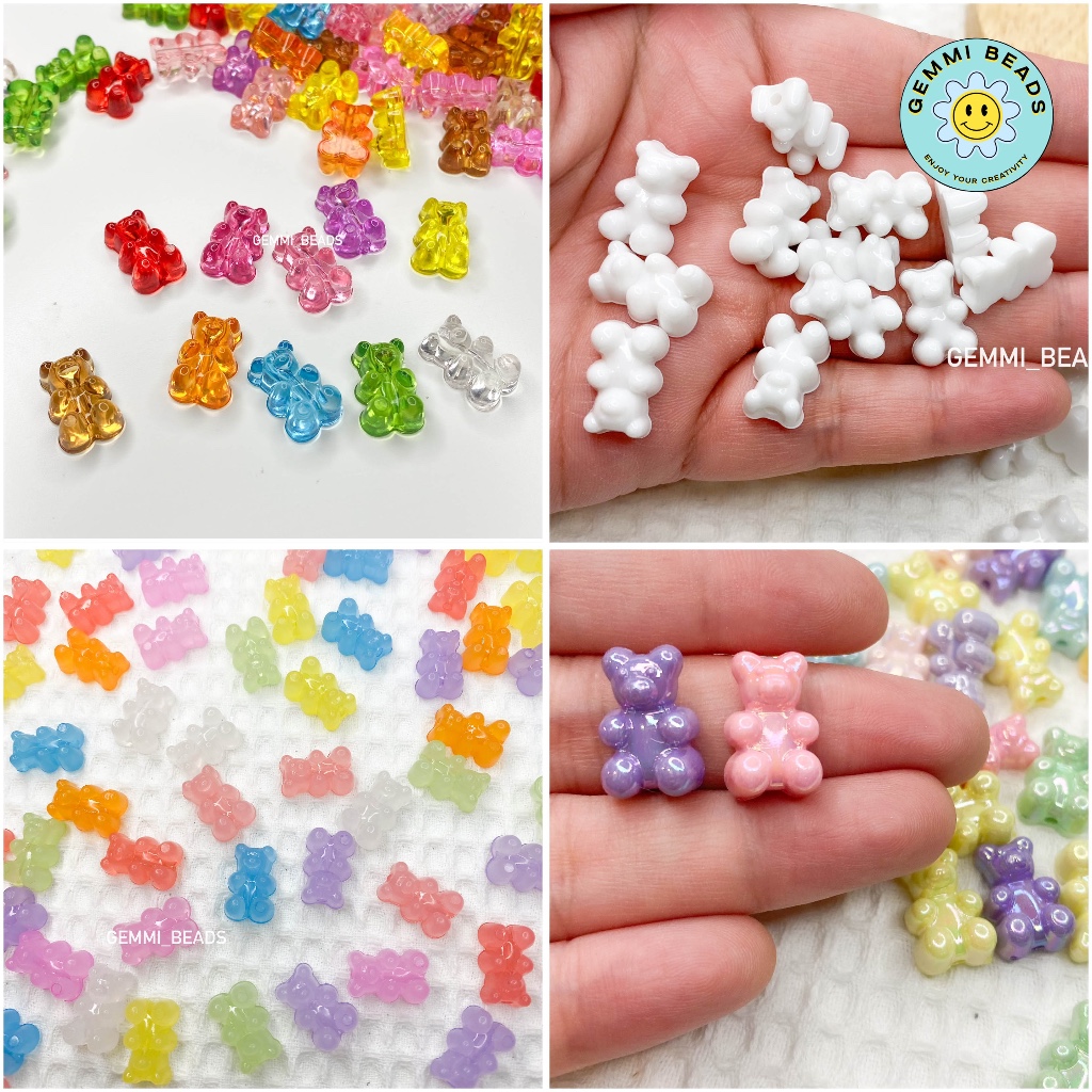 ลูกปัดหมีเยลลี่รูหัวท้าย ลูกปัด Jelly Bear 30 ตัว 25 บาท