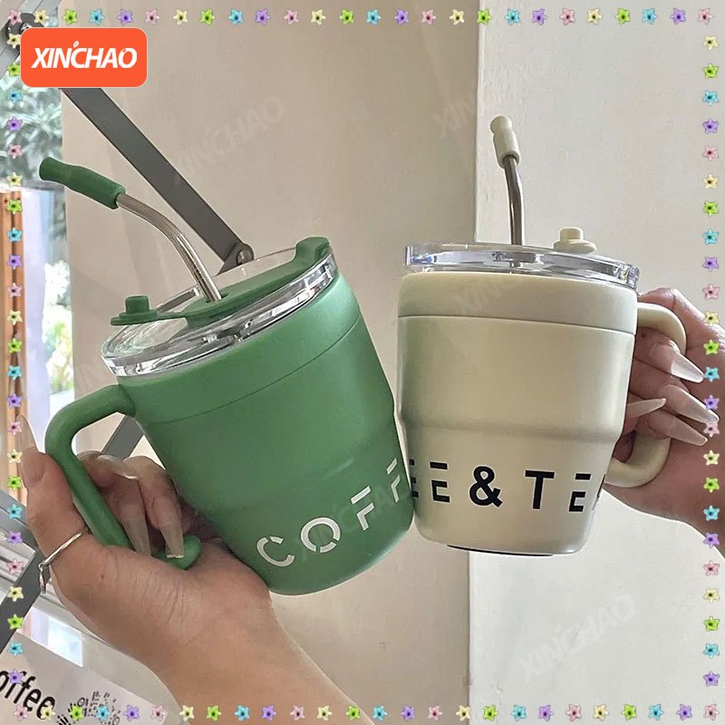 จัดส่งจากกรุงเทพ 480ml แก้วกาแฟร้อน แก้วกันร้อนมีหูหิ้ว