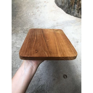 เขียง ไม้สัก เขียงแคมป์ปิ้ง ถาดวางสเต็ก Steak Plate wooden (ขอบมน เจาะรู)
