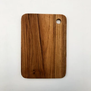 เขียง ไม้สัก เขียงแคมป์ปิ้ง ถาดวางสเต็ก Steak Plate wooden (ขอบมน เจาะรู)
