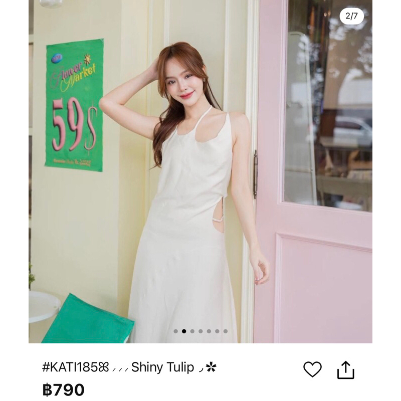 (ซักเก็บ) ส่งต่อ kati studio kati185ꕤ Shiny Tulip ไซส์ S เดรสออกงาน / เดรสถ่ายพรีเวดดิ้ง / เดรสไปทะเ