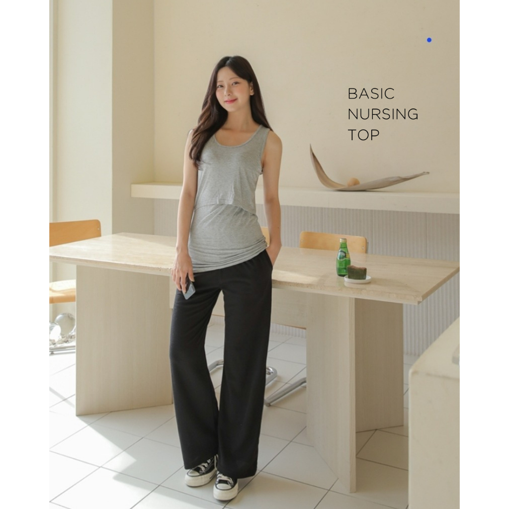 [พร้อมส่ง]Buying Office เดรสคนท้อง Basic Nursing Tanktopยืดหยุ่น ใส่สบาย จากเกาหลี Maternity breastf
