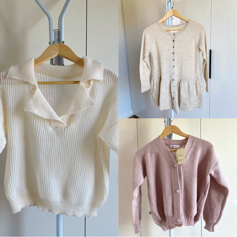 ลด30%📌cardigran/sweater ไหมพรม 🇯🇵🇹🇭ป้าย pannarai เสื้อคาร์ดิเเกน สเวตเตอร์คอปก airport look✈️💖 สี earth tone minimal