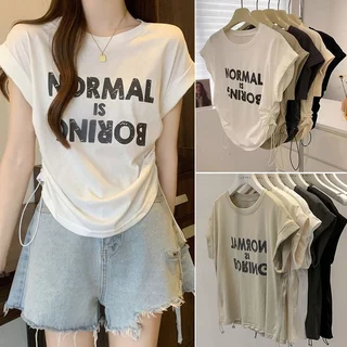 ฤดูร้อนใหม่ เสื้อครอปสาวอวบน่ารักๆ oversize เสื้อผ้าคนอ้วนไซส์ใหญ่ แฟชั่น สไตล์เกาหลี เสื้อยืดสวยๆผู้หญิงกําลังฮิต