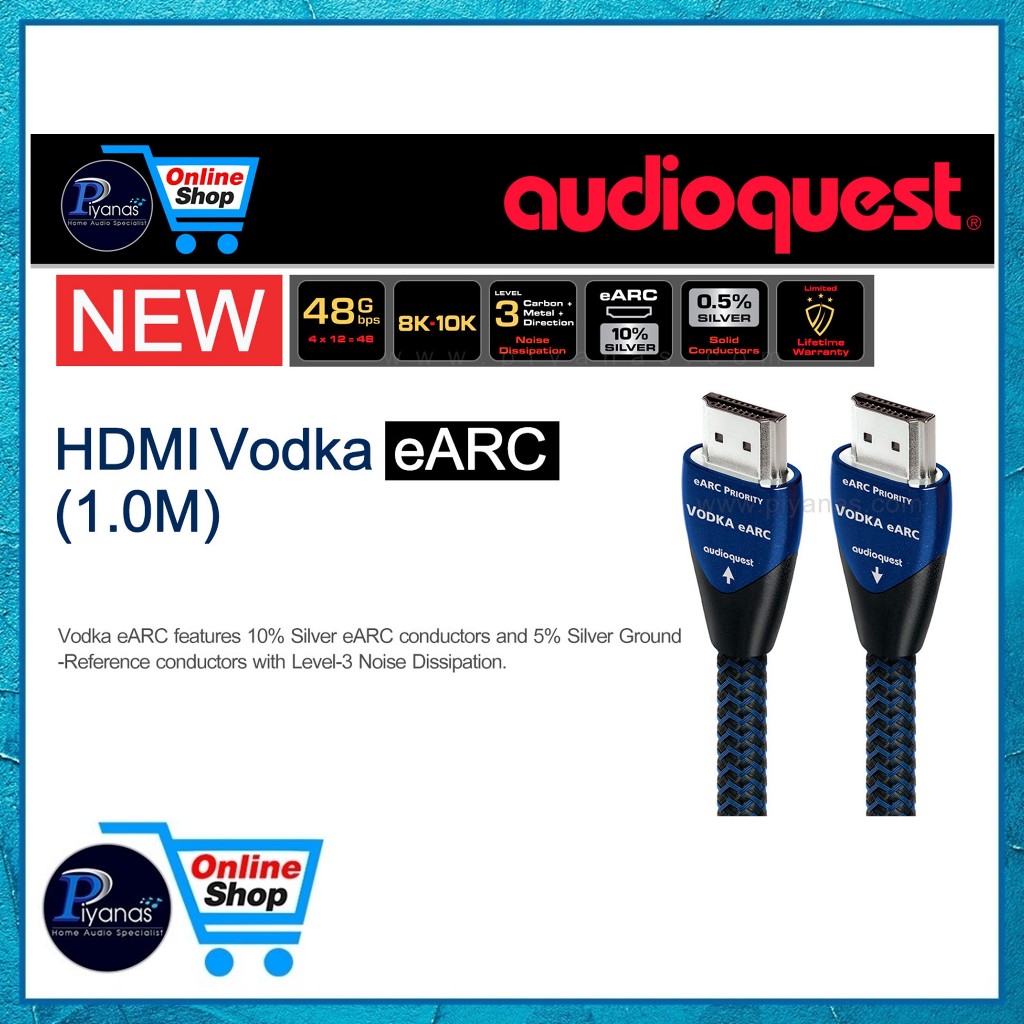 AUDIOQUEST : HDMI-VODKA EARC (1.0M)/(2.0M)/(3.0M) /piyanas electric/ปิยะนัส อิเล็คทริคส์