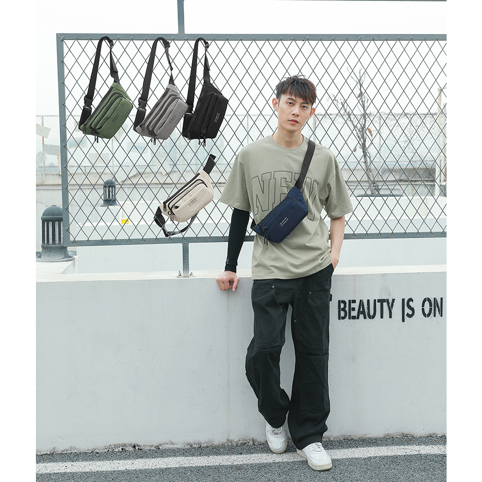 GUDIKA-พร้อมส่ง กระเป๋าคาดอก/คาดเอว รุ่นใหม่ 2024 สําหรับผู้ชาย แฟชั่น เกรดพรีเมี่ยม ผ้าไนลอน กันน้ำ100% รุ่น-66408