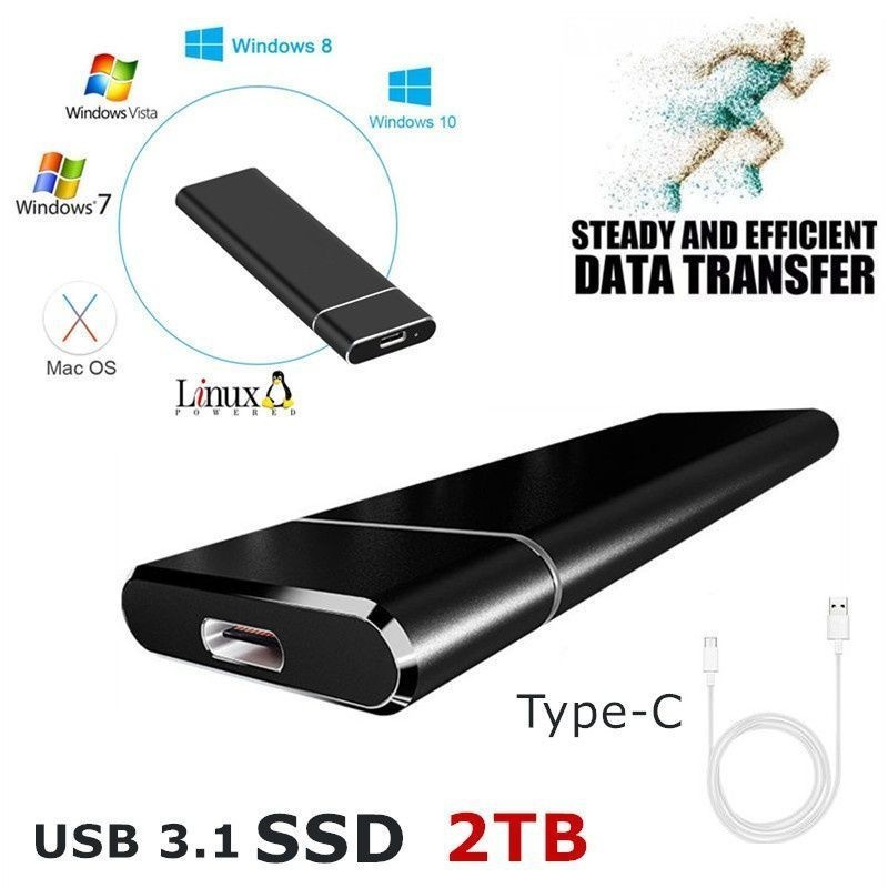 ใหม่ ฮาร์ดดิสก์มือถือ SSD 4TB 2TB 1TB 500GB Type C USB 3.1 SSD แบบพกพา