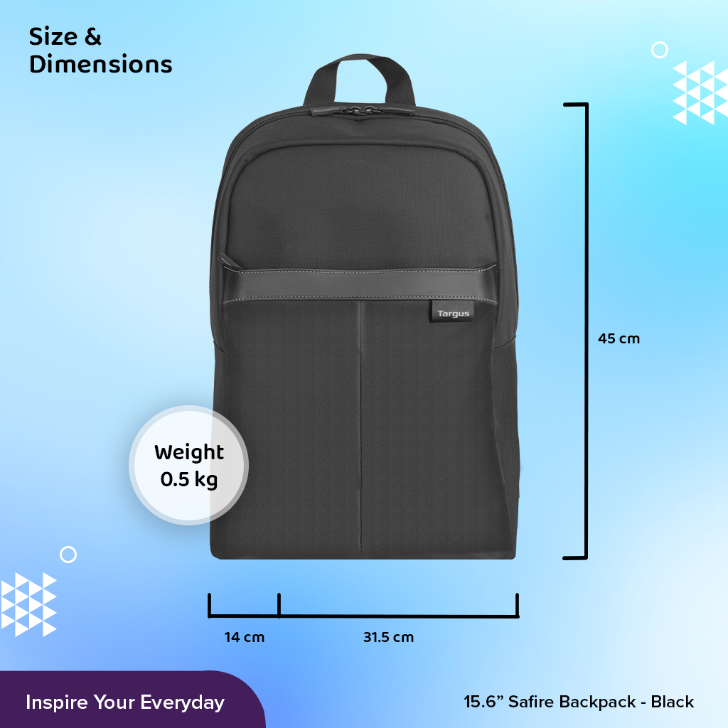 กระเป๋าเป้ใส่โน๊ตบุ๊คสำหรับขนาด 15.6" Safire Backpack (Black) [TSB883]