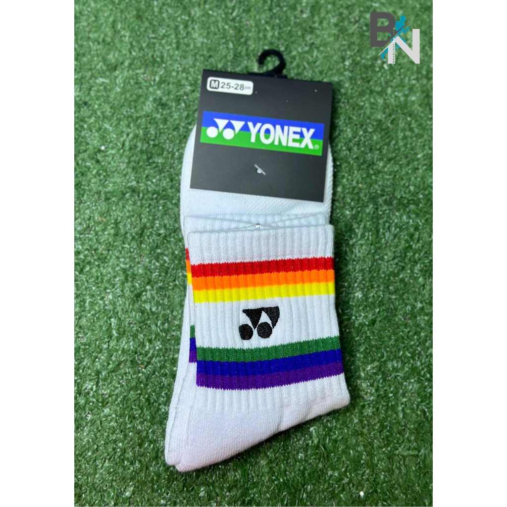 ถุงเท้าข้อกลาง YONEX socks thickened towel bottom Men's and Women's mid-tube badminton sports socks