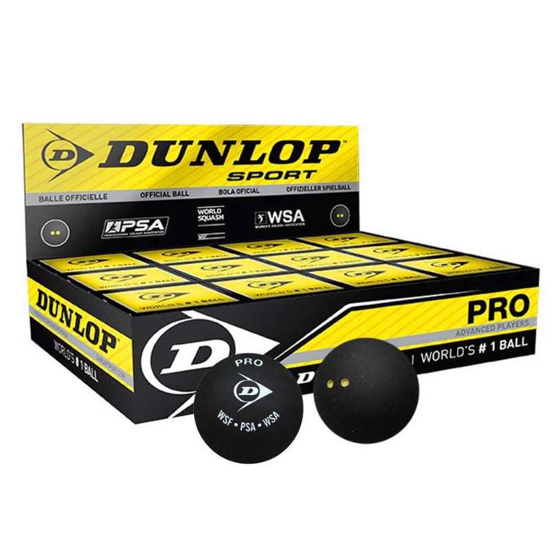 ลูกสควอช มาตรฐานสากล (2จุดเหลือง) 1กล่อง/12ลูก Dunlop Double Dot Squash Ball (สินค้าลิขสิทธิ์แท้ 100%)