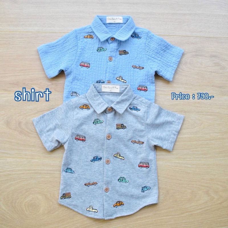 Once Upon A Time Kiddy - เสื้อเชิ้ตคอปกเด็กชาย ปักลายรถ