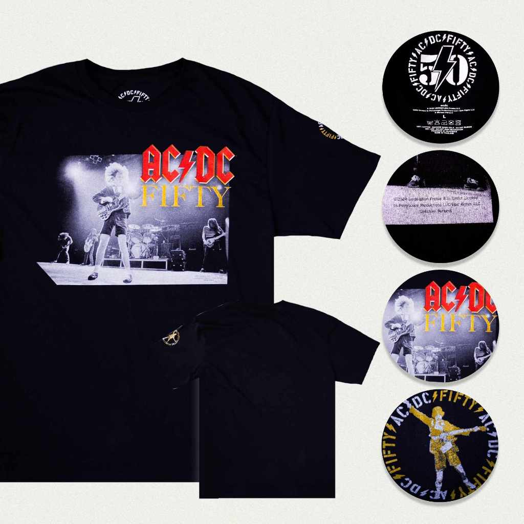 BLAXROXX® | AC/DC® 50th | [ACDC001] | เสื้อยืดคอกลม แขนสั้น | สกรีนลายคมชัด ไม่หลุดลอก | Cotton100%