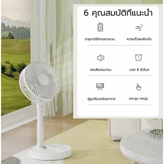 ใช้ได้ 64 ชั่วโมง F28B พับพัดลมตั้งโต๊ะ ปรับแรงลมได้ 4 ระดั ปรับความสูงได้ พัดลมไร้สาย พัดลมพกพา